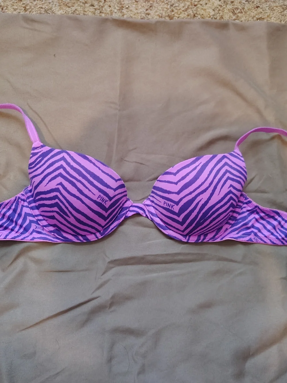 Victoria's Secret PINK Hot Pink & Purple Animal-Print Bra (3 Pack)